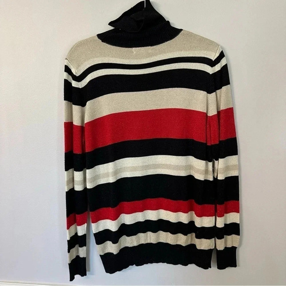 Joseph A Women's Black, Red, Gold, Striped Long Sleeve Turtle Neck Size XL GUC - Picture 9 of 9